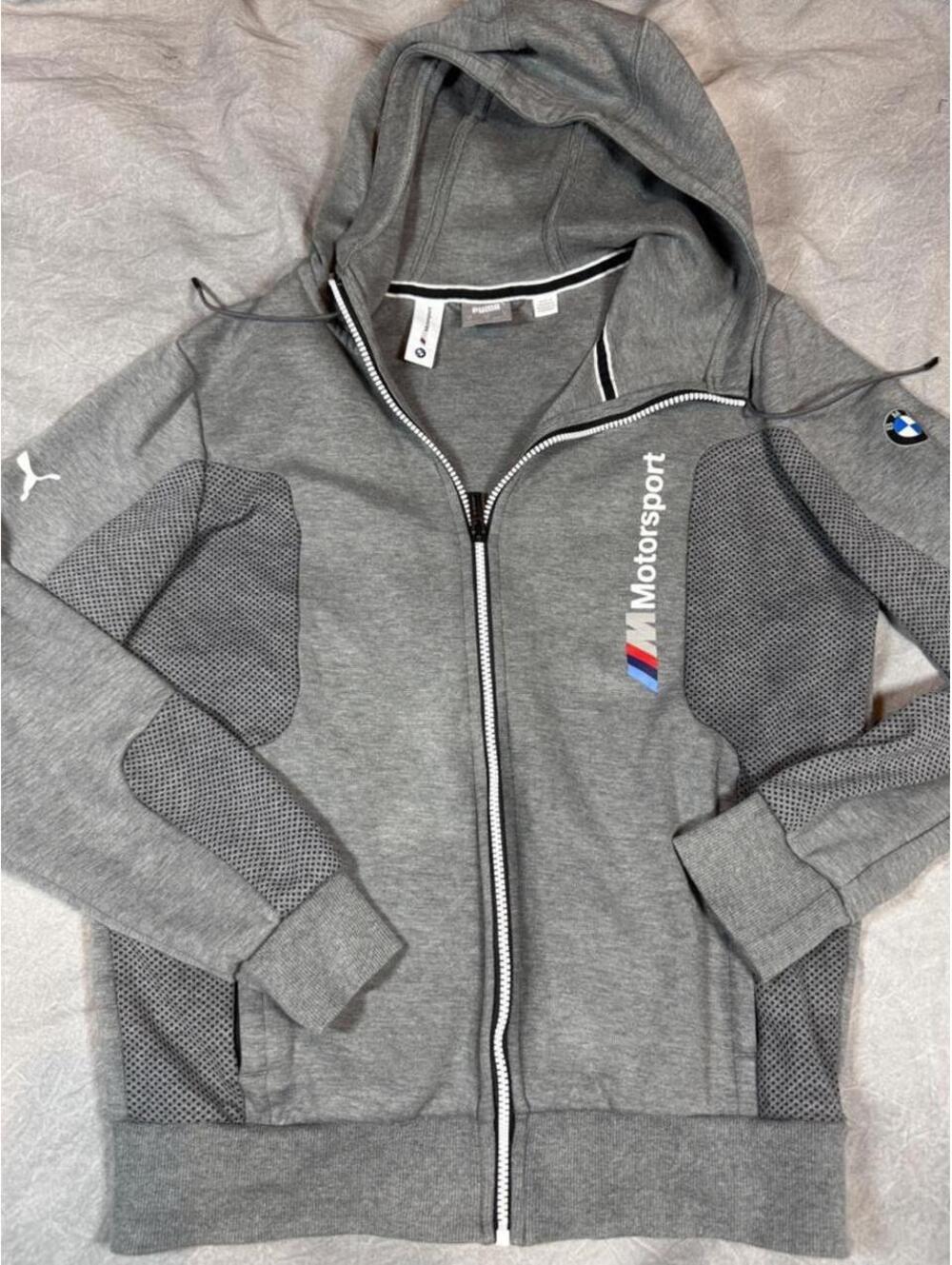 Rare PUMA BMW Motorsport Full Zip Heavyweight Hoodie Men’s S Gray Racing Jacket